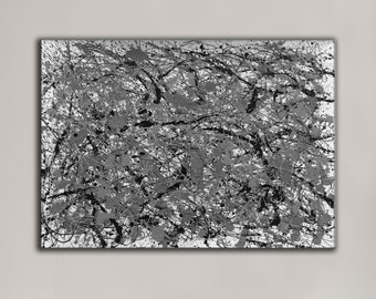 large abstract art, abstract artwork, modern abstract art, large wall art,oversized wall art,painting abstract,black and white pollock SN259