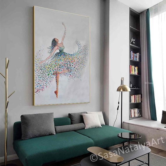 Large abstract painting, Ballerina Wall Art, Ballet Nursery Art, abstract wall art , Impasto Ballerina Art, Ballet Dancer Painting SN582