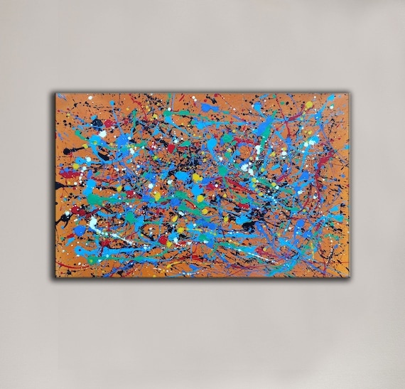 original art painting, large canvas art, large wall art, extra large wall art, oversized canvas art, oversized wall art,splatter paint SN231