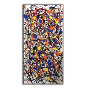 Oil Painting, Extra large wall art, Colorful Jackson Pollock style painting, Live room Painting, Pollock Abstract Paintings, Wall Art SN172