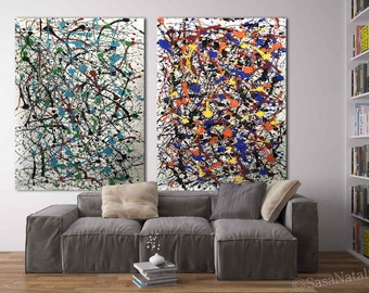 大型絵画 2 点セット、壁アート 2 点セット、大型抽象絵画、ジャクソン