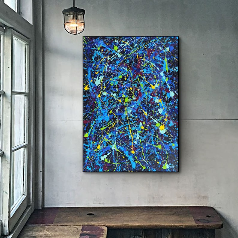 Extra Large Wall Art Blue Abstract Painting Original Etsy