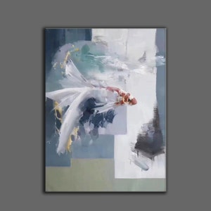 Arte de lienzo grande, pintura abstracta grande, pintura de pez KOI, arte abstracto de carpa, arte de pared de lienzo ciprinoide Koi Fish Wall Art Painting SN447 imagen 3
