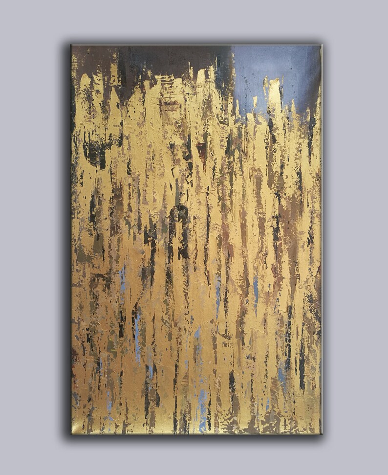 Large Abstract Art Gold foil painting gold leaf painting Etsy