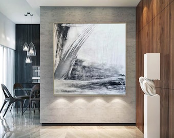 Abstract Painting, Abstract Art, Large Wall Art, Black and White Abstract Painting, Oversized Abstract,  Large Wall Art Decor SN482