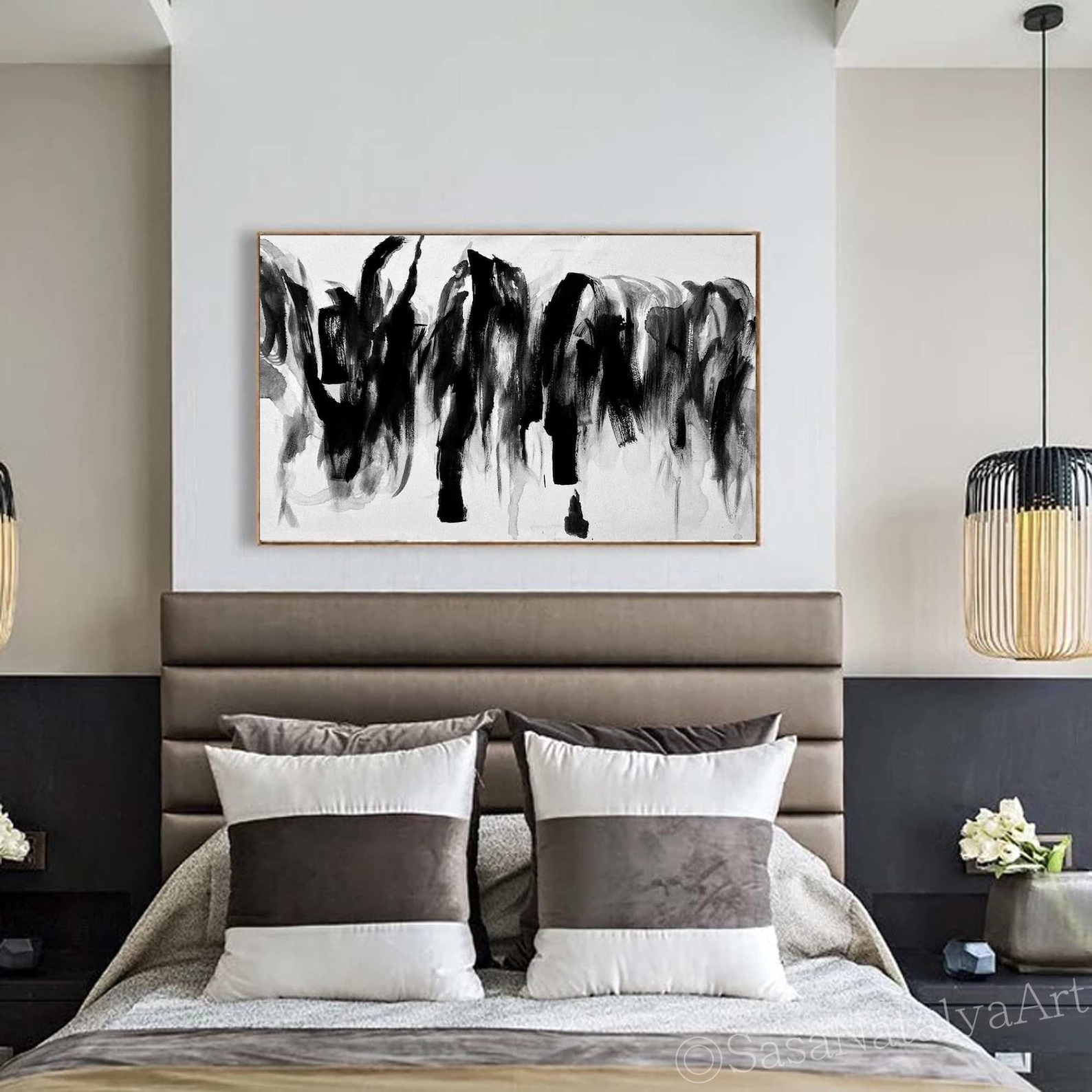 Black and White Wall Art Large Wall Art Black Painting Etsy