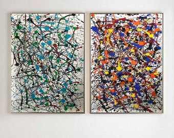 大型絵画 2 点セット、壁アート 2 点セット、大型抽象絵画、ジャクソン