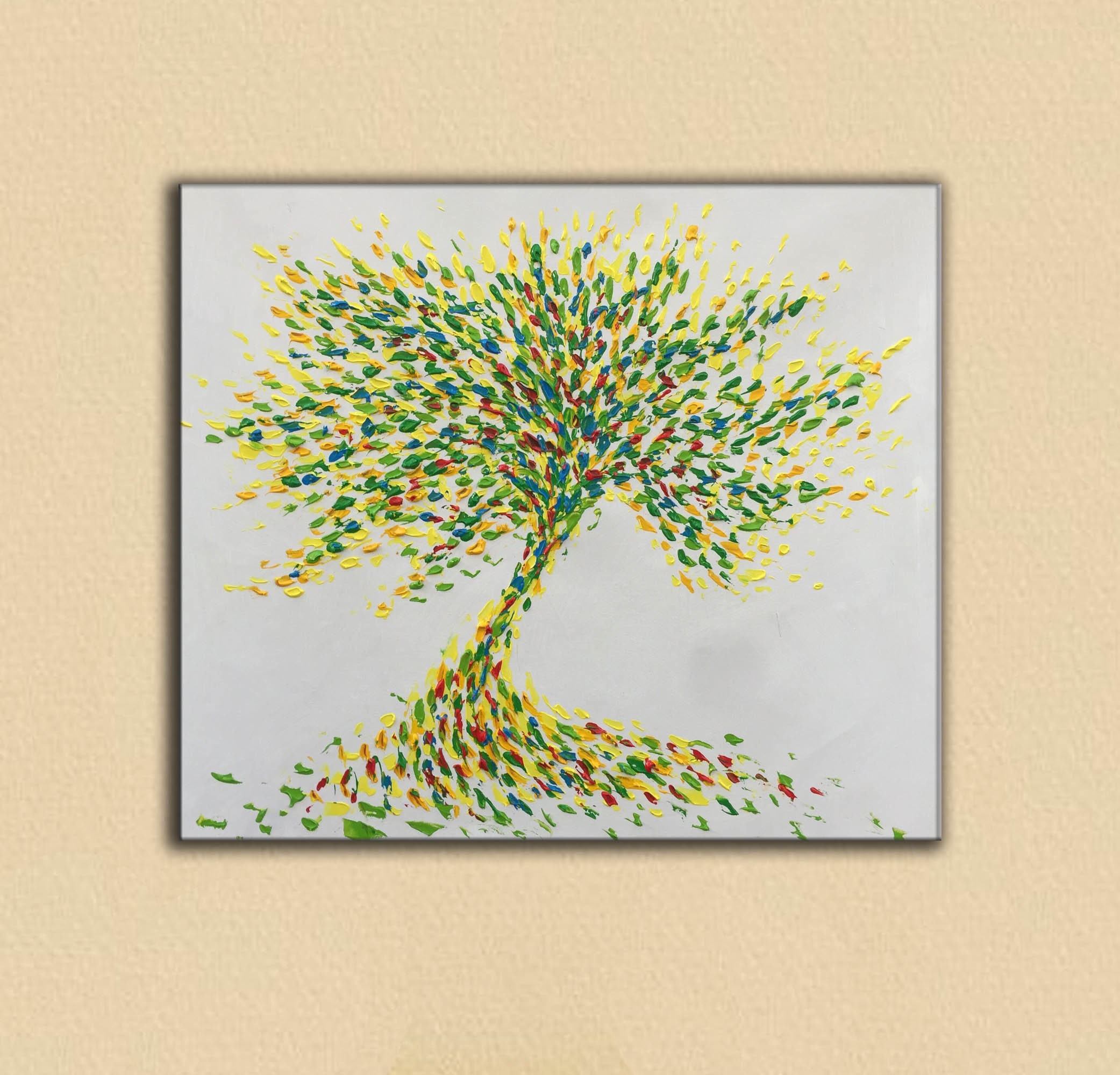 木の抽象的な壁アート、大きな油絵、木の抽象的な絵画、大きな抽象画
