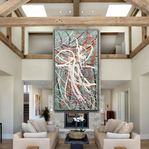 Large Oil Painting, Large Wall Art, Abstract Painting Canvas Giclée, Splatter Drip Painting Original Painting, Jackson Pollock Style SN411