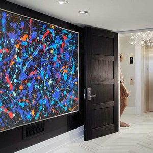 jackson pollock inspired art, jackson pollock large artwork, jackson pollock style art, pollock wall art, pollock inspired painting SN147