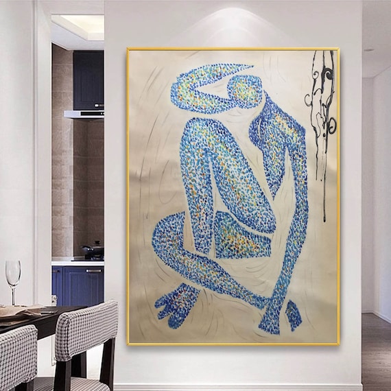 japandi wall art, large oil painting, Pointillism Matisse style painting,Abstract painting, abstract paintings, texture art SN209