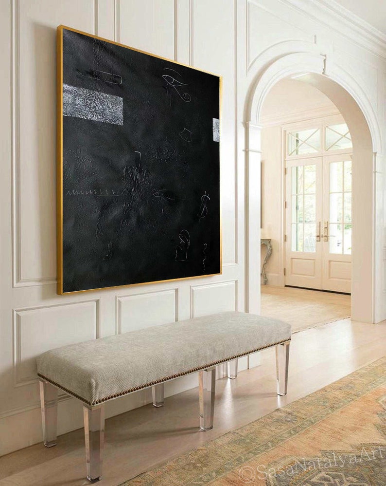 Black Wall Art Painting Simple Black Wall Art Black Wall Art Etsy