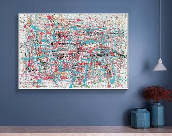 特大の絵画 大きな抽象画 カラフルな絵画 抽象画 キャンバス 壁掛け