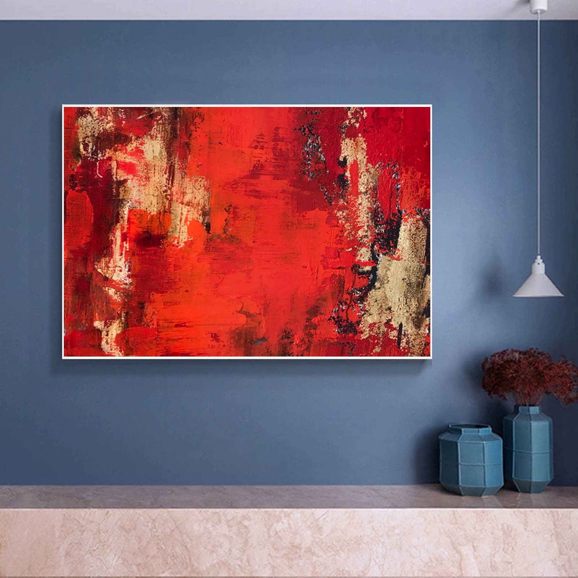 Red Wall Art Abstract Red Painting Large Abstract Art Colorful Etsy