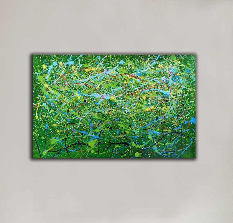 Extra Large Wall Art / Abstract Painting / Green Abstract Art Etsy