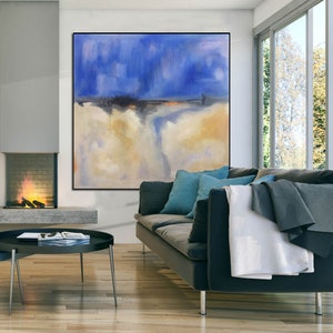 Oversized wall art,abstract painting, Minimalist  Painting, Large Abstract Painting, Blue Abstract Painting, large abstract wall art SN331