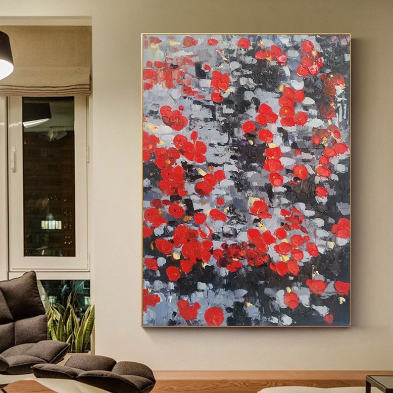 Red Canvas art original oil painting canvas wall art Etsy