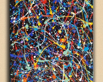 大きな抽象画 大きな絵画 特大の絵画、黒黄色のアート絵画、ジャクソン