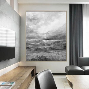 Minimalist Abstract Painting, Xl abstract painting Wall Art Oversized Black White Wall Art, Modern Minimalist Abstract Painting SN217