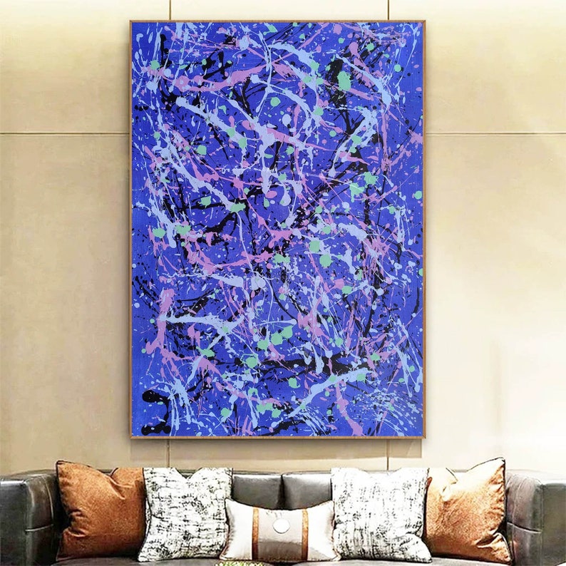 Oversized Blue Abstract Painting Large Canvas Wall Art Blue - Etsy
