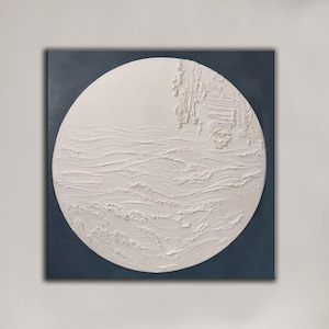 3D wit getextureerd schilderij wit getextureerde kunst aan de muur wit abstracte kunst wanddecoratie kalmerend schilderij wit minimalistische kunst woonkamer SN486