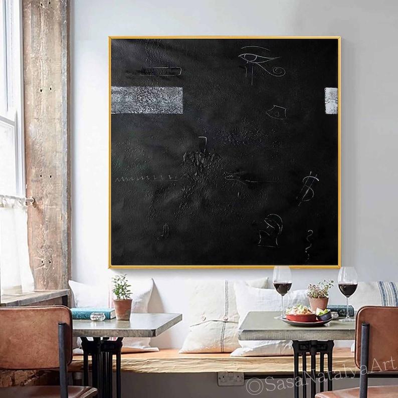 Black Wall Art Painting Simple Black Wall Art Black Wall Art Etsy