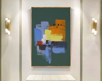 Oversized Abstract Painting Original Art, Large Painting on Canvas, Vertical Modern Art, Abstract painting Wall art Framed wall art SN252