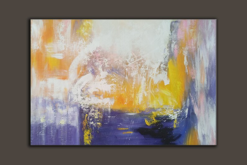 Yellow Abstract Painting Large Canvas Wall Art Yellow Etsy