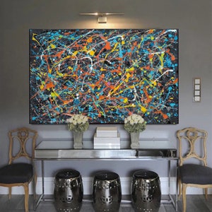 Large Wall Art, Jackson pollock inspired art, living room painting, Modern Painting, Jackson pollock style art, Pollock wall art SN148