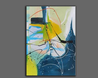 特大　油絵絵画　抽象画 大型油絵、現代抽象キャンバス、特大額入り壁アート SN393 - Etsy 日本