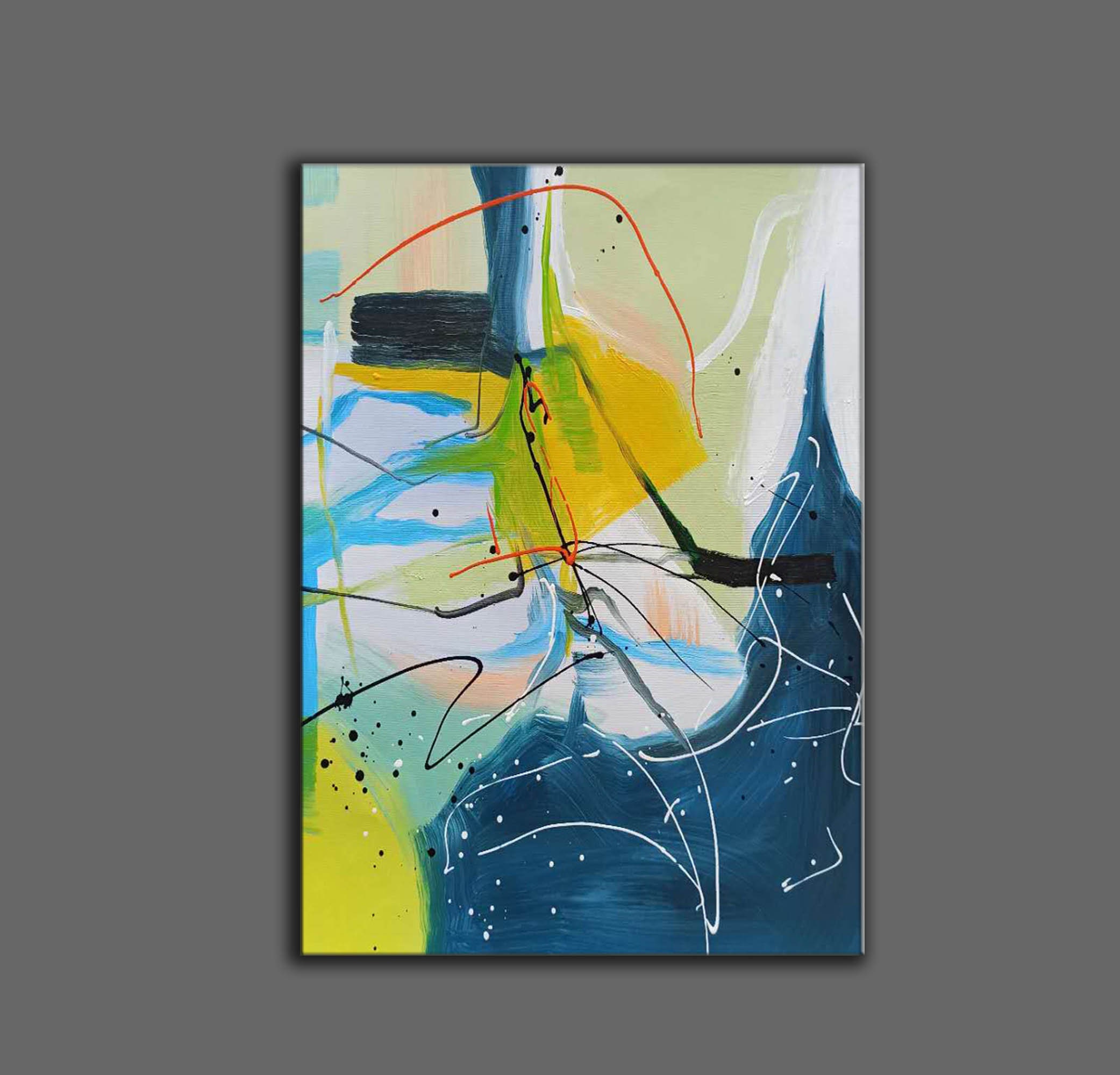 絵画 油絵 抽象画 大型油絵、現代抽象キャンバス、特大額入り壁アート SN393 - Etsy 日本
