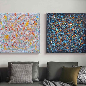 Colorful Painting Oversized Abstract Painting Original Set Of 2 Paintings On Canvas Modern Abstract Artwork  Contemporary Wall Artwork SN521