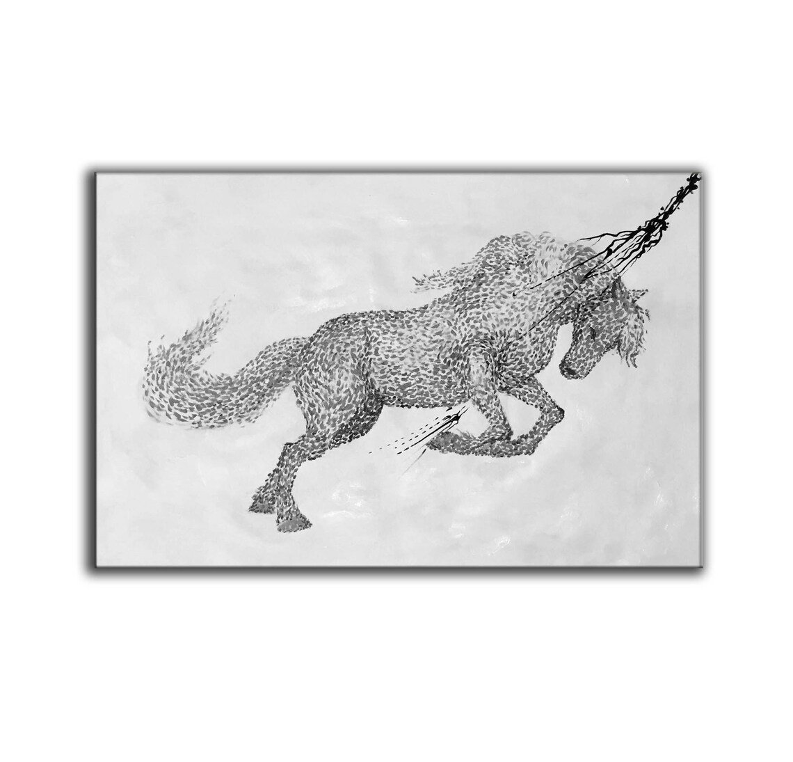 Black White Horse Painting Large Abstract Painting Large Etsy