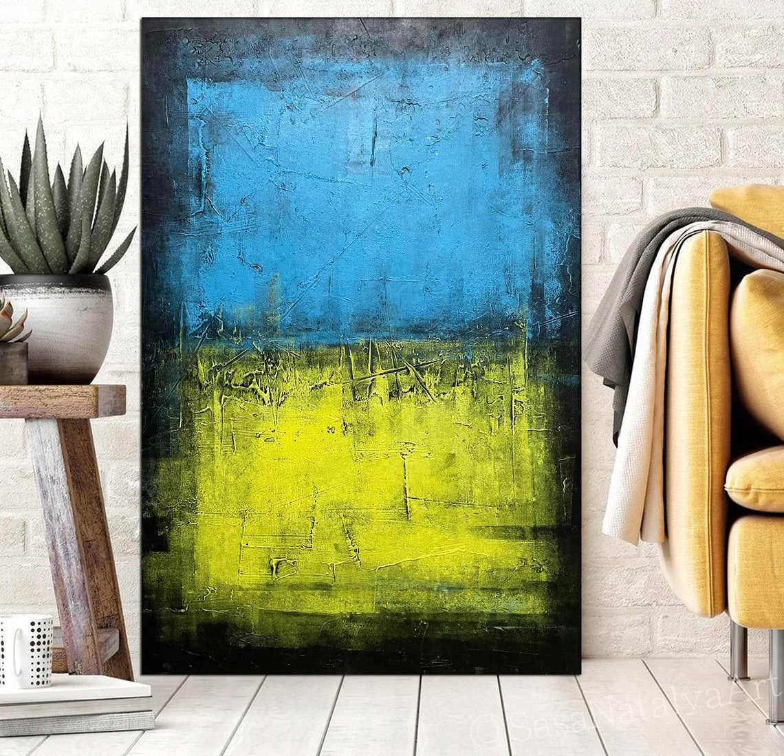 Textured Acrylic Abstract Wall Decor Large Wall Art Blue and Etsy