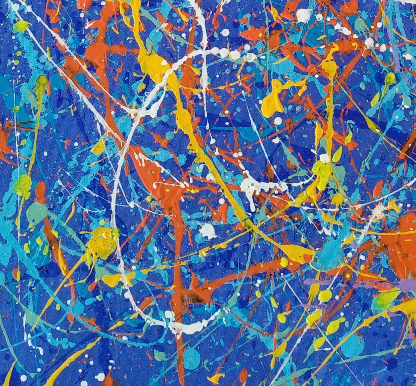 表現主義抽象絵画、ブルーポーリング絵画、特大絵画、抽象キャンバス