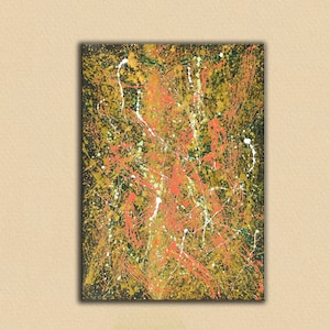 Vibrant Yellow Abstract Oil Painting,large abstract painting, Living room wall art, Modern Art, yellow pollock painting canvas SN240