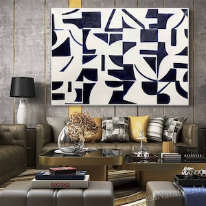 Grande arte de parede abstrata geométrica, pintura a óleo sobre tela, pintura geométrica moderna SN527