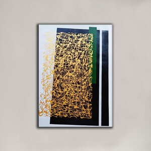 Large Canvas Art , abstract painting, living room wall art, gold green black painting, modern wall art, original abstract painting SN383