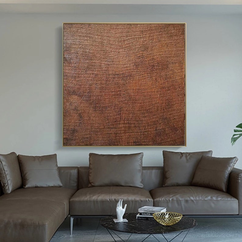 Brown Textured Wall Art Brown Canvas Wall Art Brown Painting Etsy