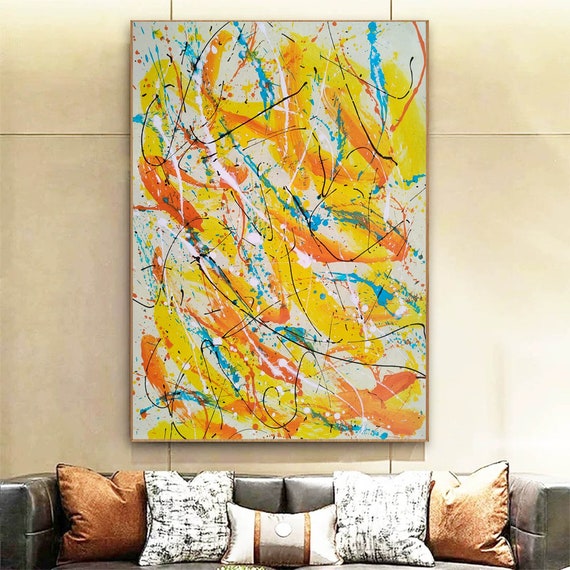 Painting Jackson Pollock Multiple Size Drip Style Abstract art on Canvas,  large Wall Art - Lightning Beauty