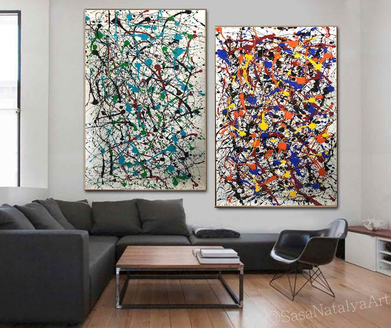 Large Set of 2 Painting Set of 2 Wall Art Set Large Abstract Etsy