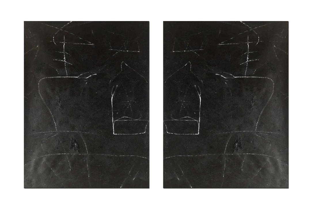 Black Abstract Painting Set of 2 Wall Art Set of 2 Black Wall Decor Set