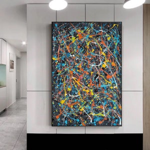 Jackson Pollock art Luxe Acryl Abstracte Moderne Minimalistische Muurkunst voor Woonkamer Slaapkamer Action Painting SN140