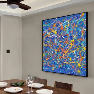 Xl Abstract Painting, Jackson pollock inspired art, Jackson pollock Squre artwork, Living Room Art, Painting Gifts, Large Wall Art SN149