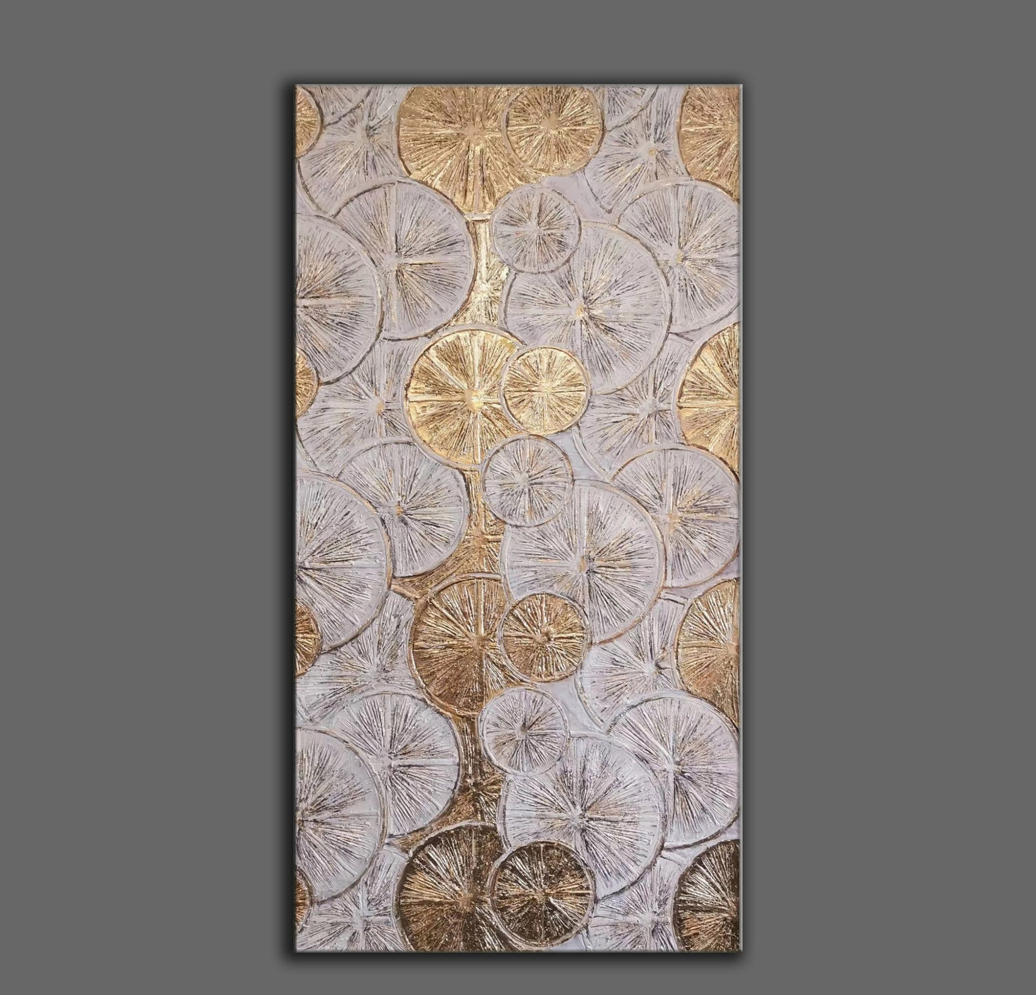 Gold Leaf Painting Large Wall Art Gold Wall Decor Long Slim Etsy UK