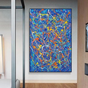 Expressionism Abstract paintings, extra large painting, abstract canvas art, Jackson Pollock Style, pour painting, abstract wall decor SN141