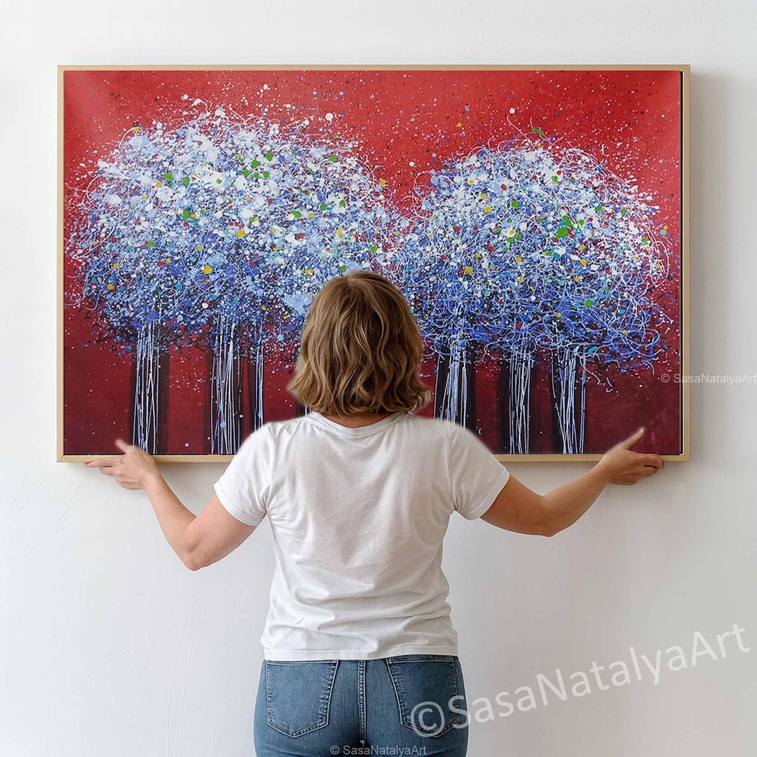 Large Original Tree Oil Painting on Canvas Colorful Tree Abstract Wall ...