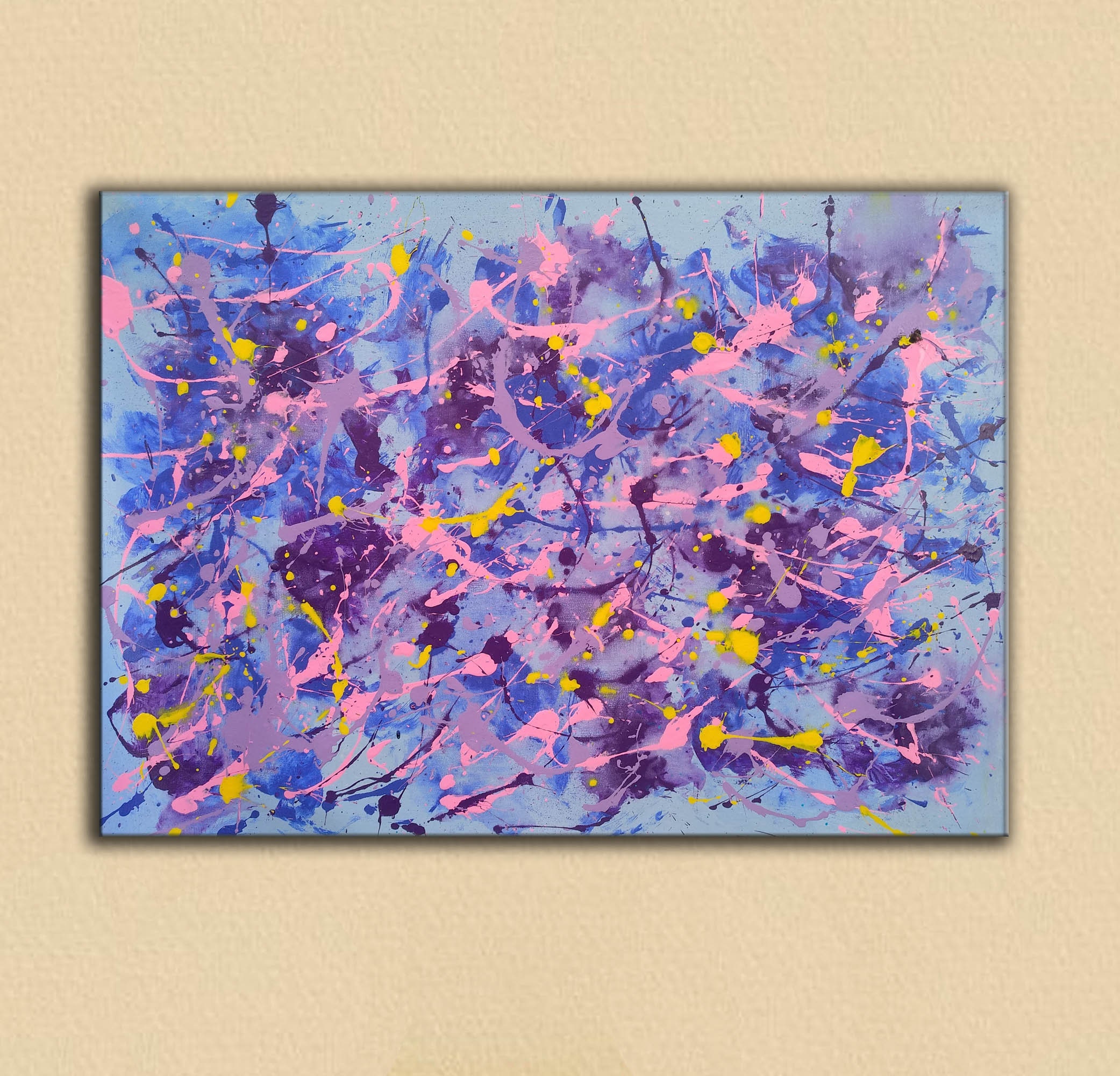 Large abstract art canvas modern pink abstract painting Etsy