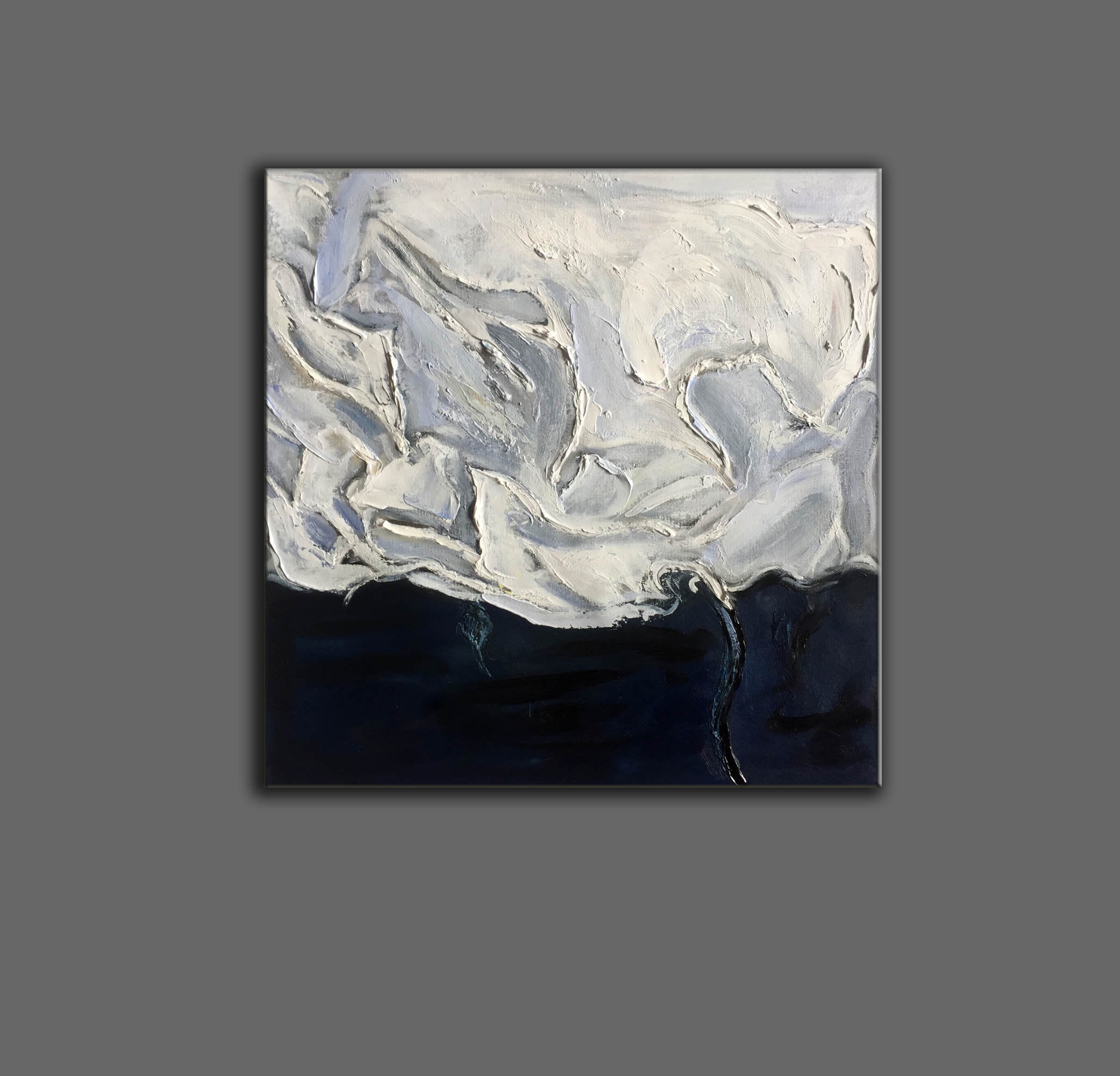 Large Oil Painting, Black and White Abstract Painting Art Modern Wall ...