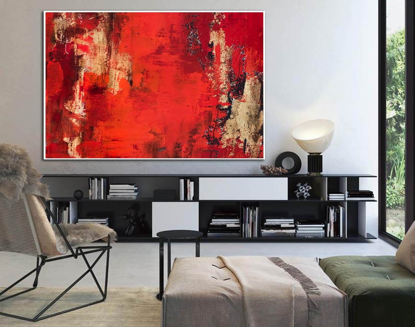 Red Wall Art Abstract Red Painting Large Abstract Art Colorful Etsy